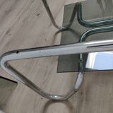 Coffee table in chrome metal and smoked glass design from the 70s