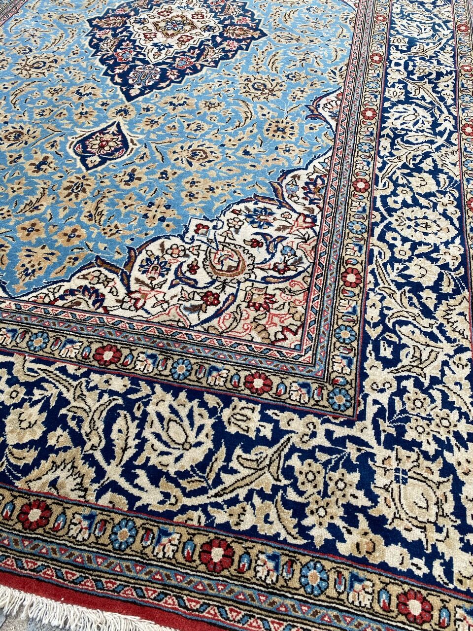Ancient Persian carpet Ghoom wool and silk 142x222 cm