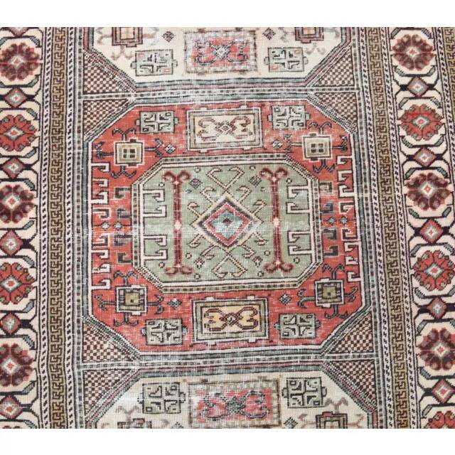 Vintage Turkish Oushak Handmade Wool Cotton Beige Area Rug 93x183