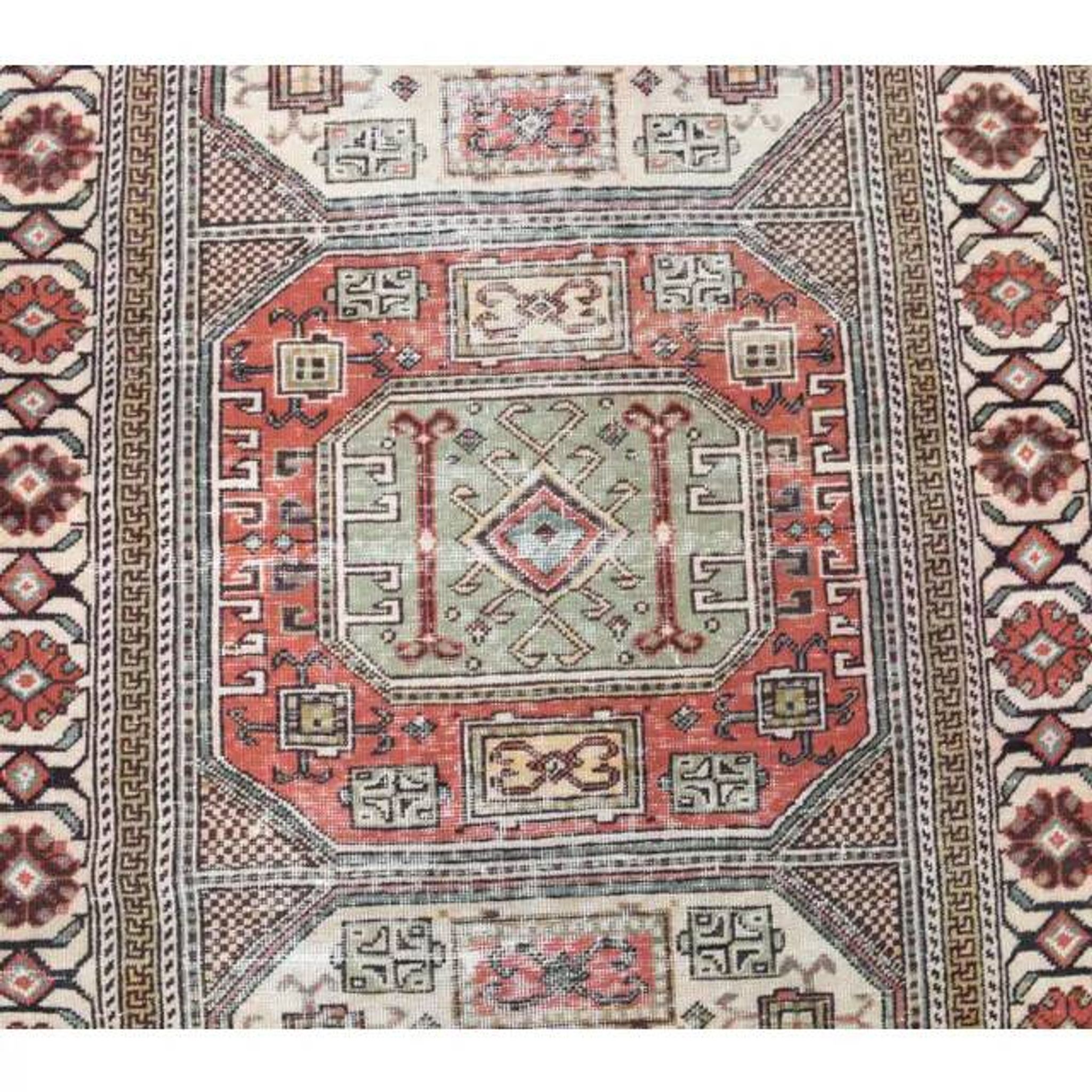 Vintage Turkish Oushak Handmade Wool Cotton Beige Area Rug 93x183