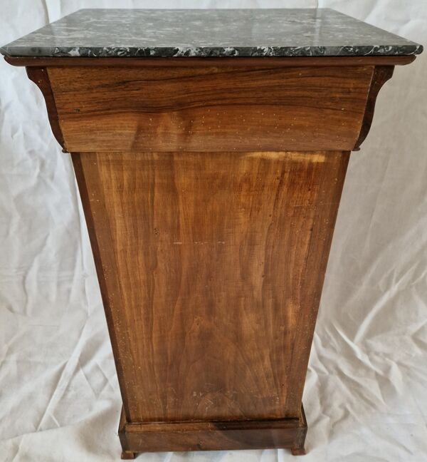 Meuble d’appoint ancien Napoléon III en noyer plaqué marbre noir