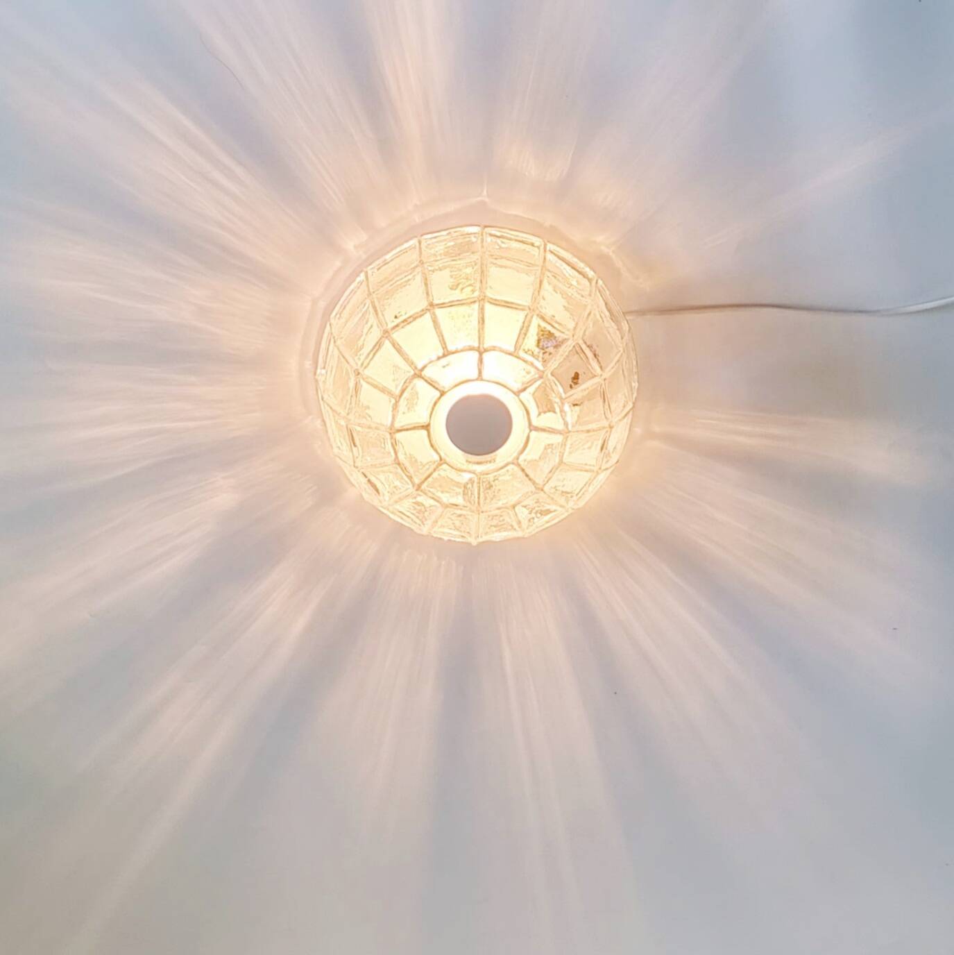 Mid-century modern white iron glass flush mount or ceiling light from limburg, germany, 1960s