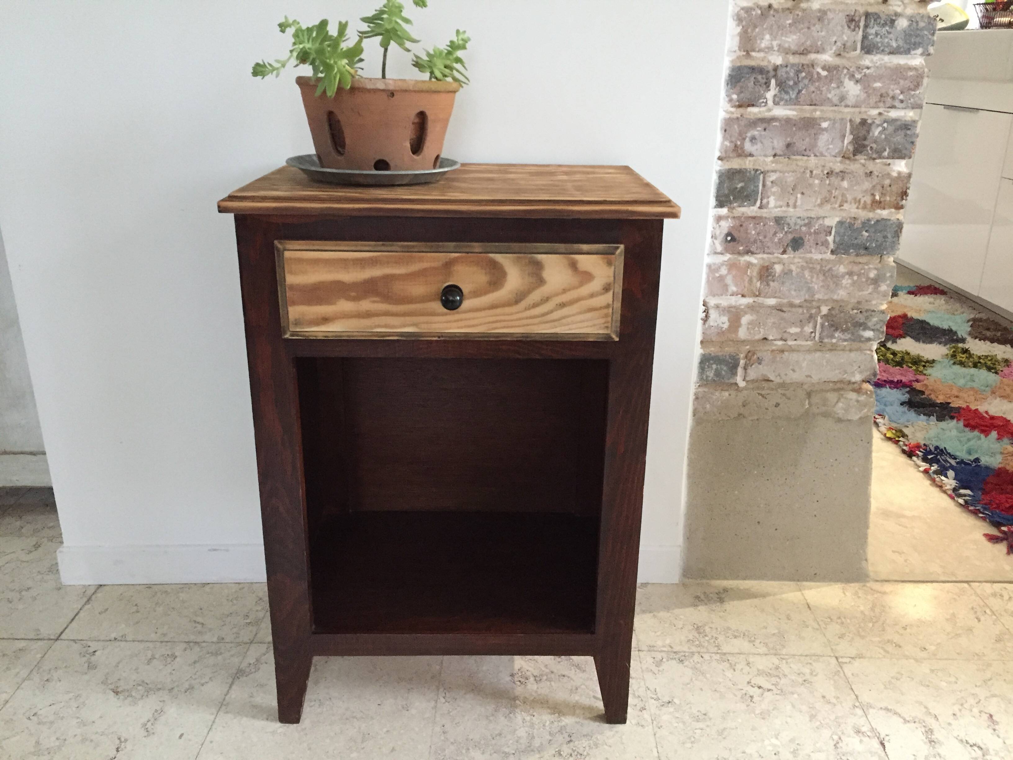 Vintage compas legs bedside table