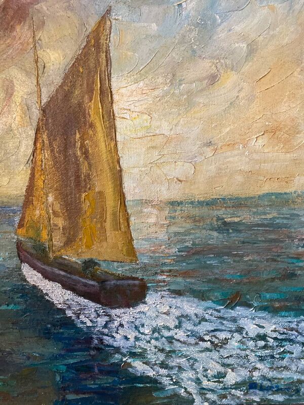 Bateau voguant signé Gervais