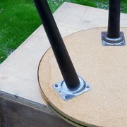 Vintage side table from the 60s, blackened wooden tripod base, white formica top
