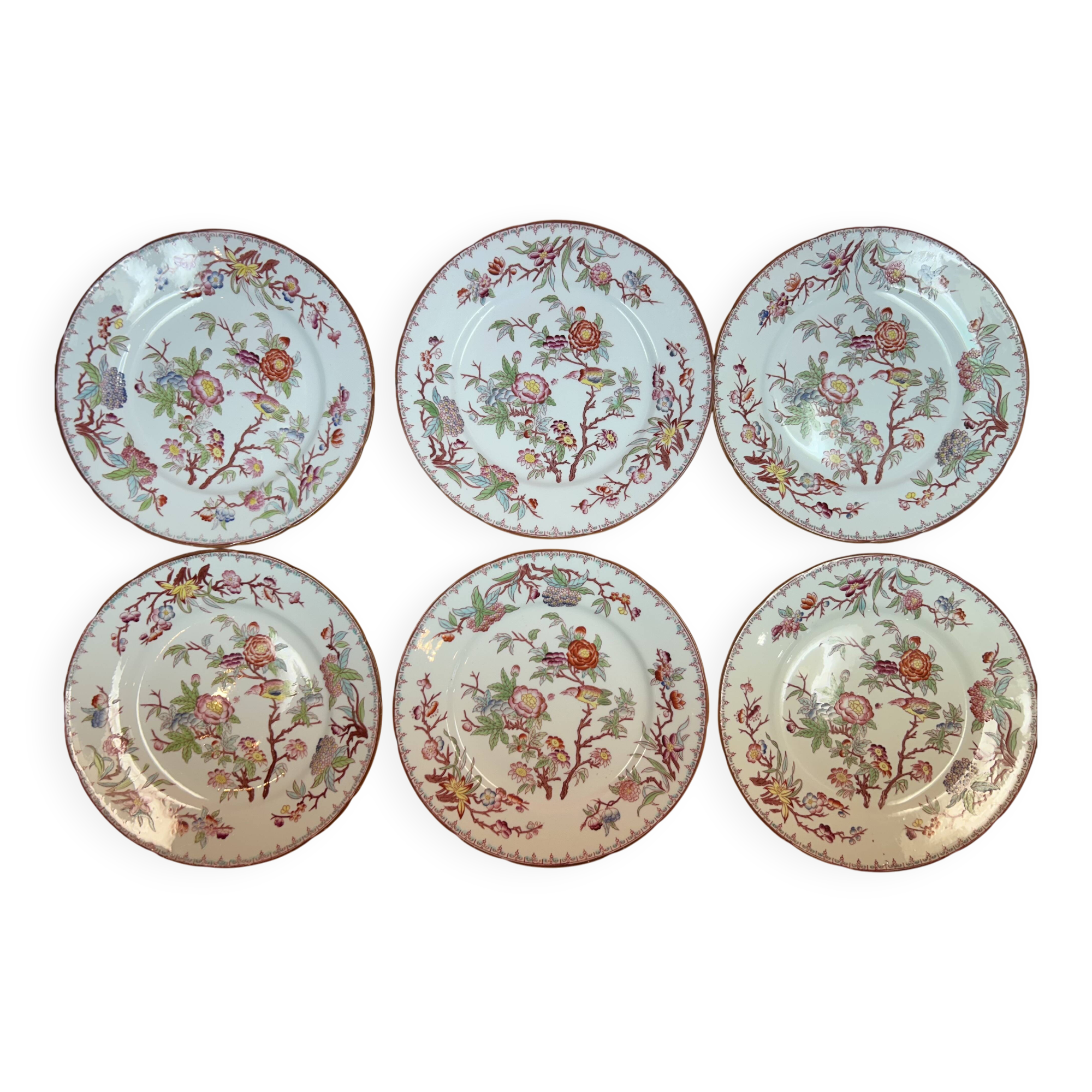 Sarreguemines Minton 252 set of 6 plates + 1 gift, 21 cm diameter
