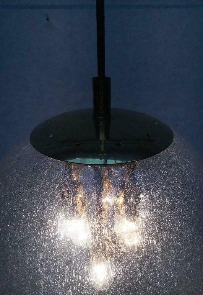 Large glass and brass planet ball pendant lamp from the mid-century German space age, 1960s.