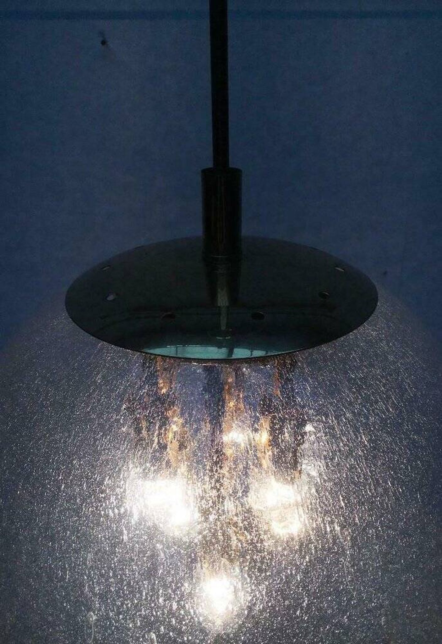 Large glass and brass planet ball pendant lamp from the mid-century German space age, 1960s.