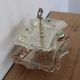 Vintage two-tiered server in oriental style – Silver-plated metal and turquoise cabochons.