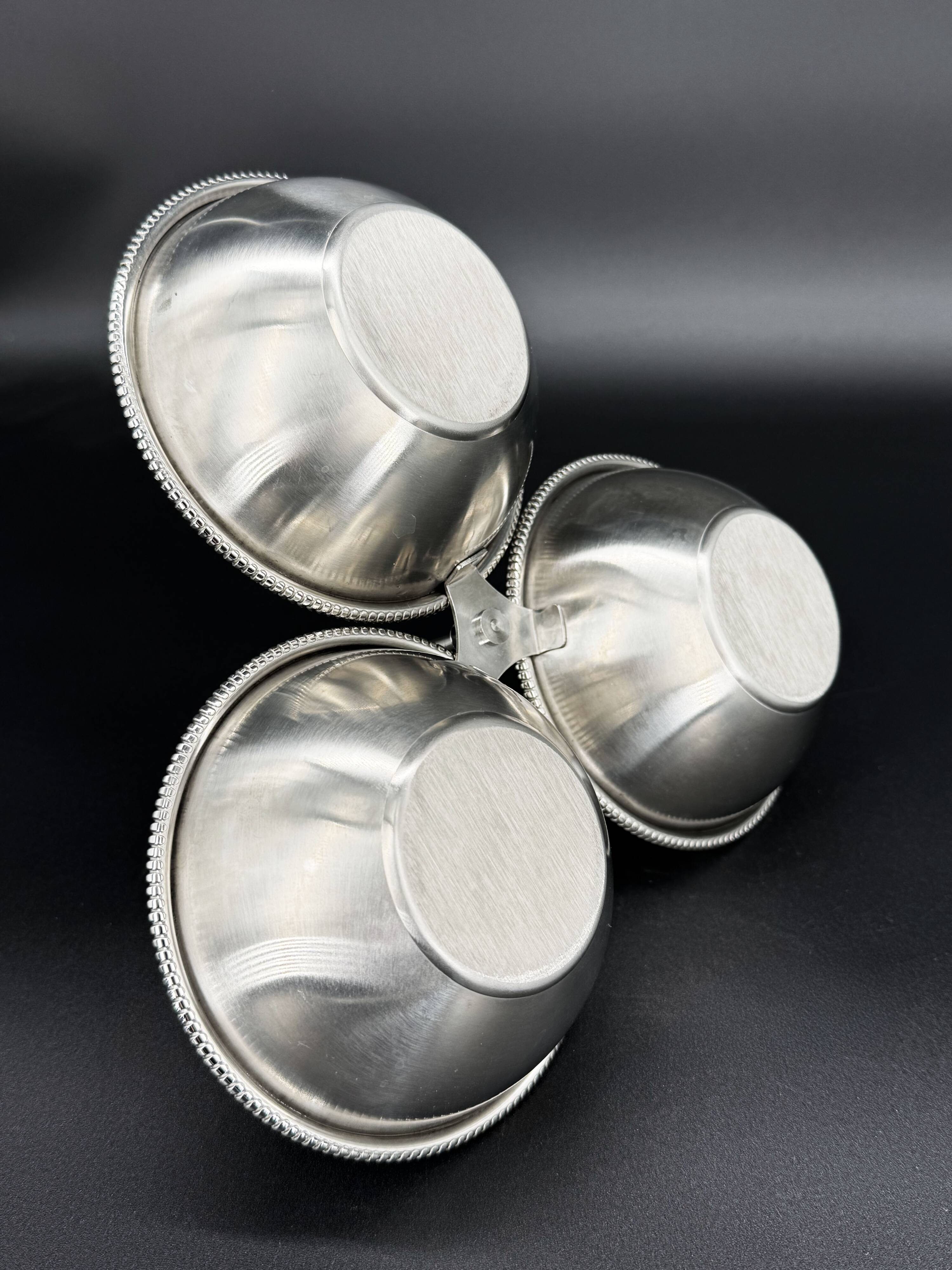 Vintage appetizer display stand with three bowls