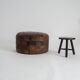 Vintage leather patchwork pouf
