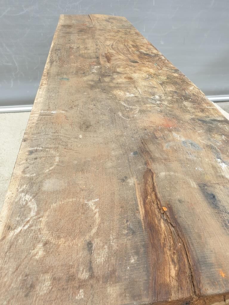 Restored solid wood workbench