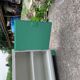 Vintage painted wardrobe in white and green wood, 1950s, original lock.