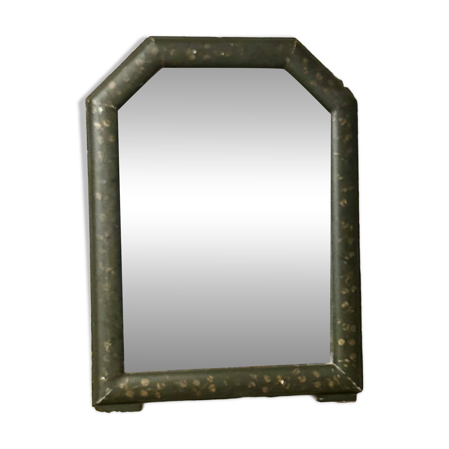 Mirror countryside wood and moulded stucco painted with gold garlands - 50 x 37 cm