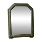 Mirror countryside wood and moulded stucco painted with gold garlands - 50 x 37 cm