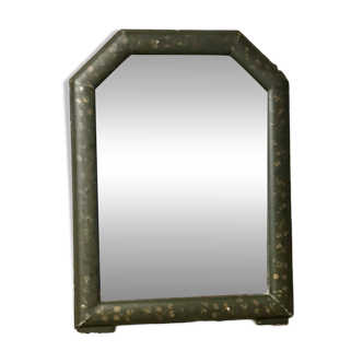 Mirror countryside wood and moulded stucco painted with gold garlands - 50 x 37 cm