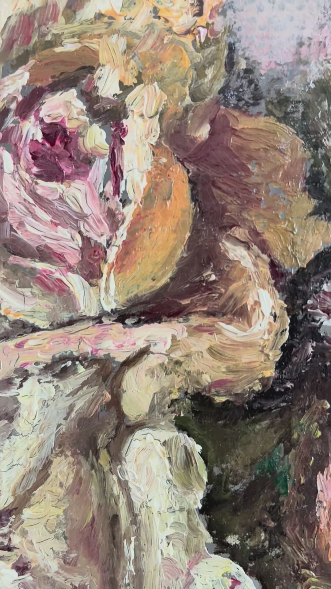 Vintage original flower oil painting, flower still life art