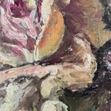 Vintage original flower oil painting, flower still life art