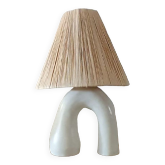 Tadelekt lamp with raffia shade