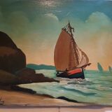 Oil on canvas boat signed J.Chatelin