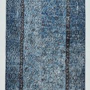 3x7 Blue Vintage Runner Rug, Handmade Wool Rug, Turkish Runner, 78x218Cm