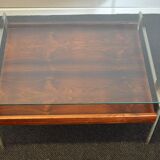 Coffee table glass and teak - 50s