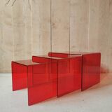 Red plexiglass nesting tables