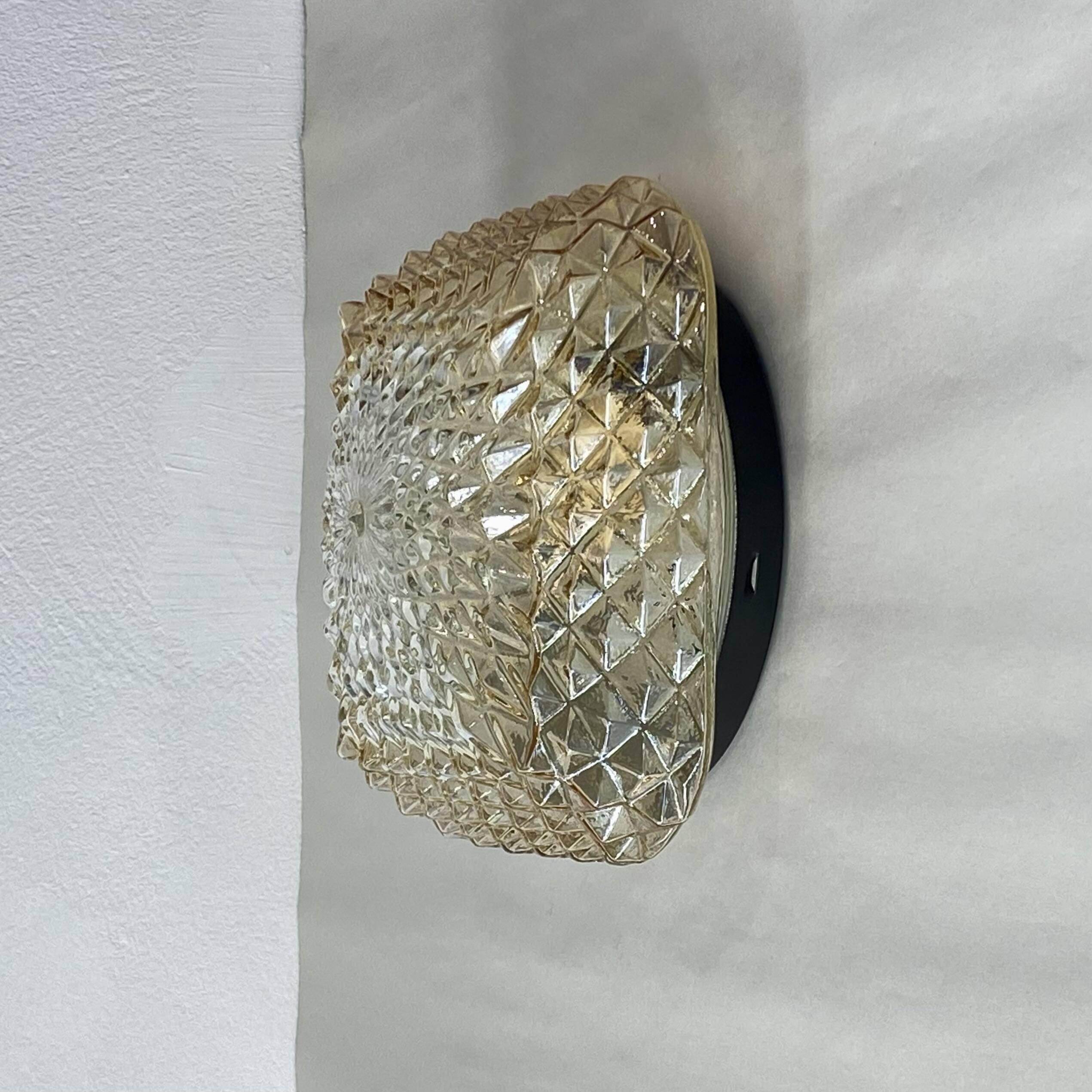 Wall light ceiling light amber glass gold 1970 1980 LAMP-7327
