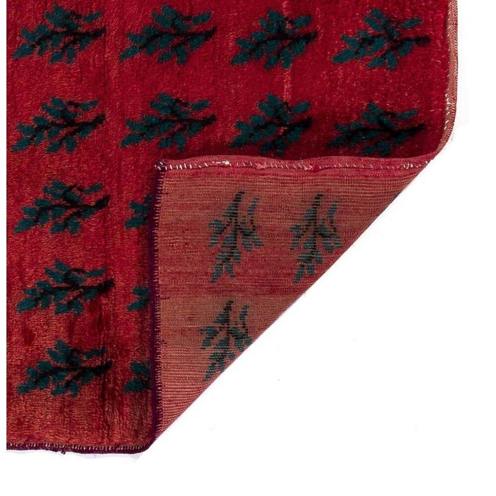 Vintage Handmade Turkish Tulu Rug with Serrated Leaf Design, 100% Wool