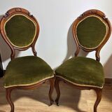 A pair of antique upholstered side chairs/Victorian balloon-back