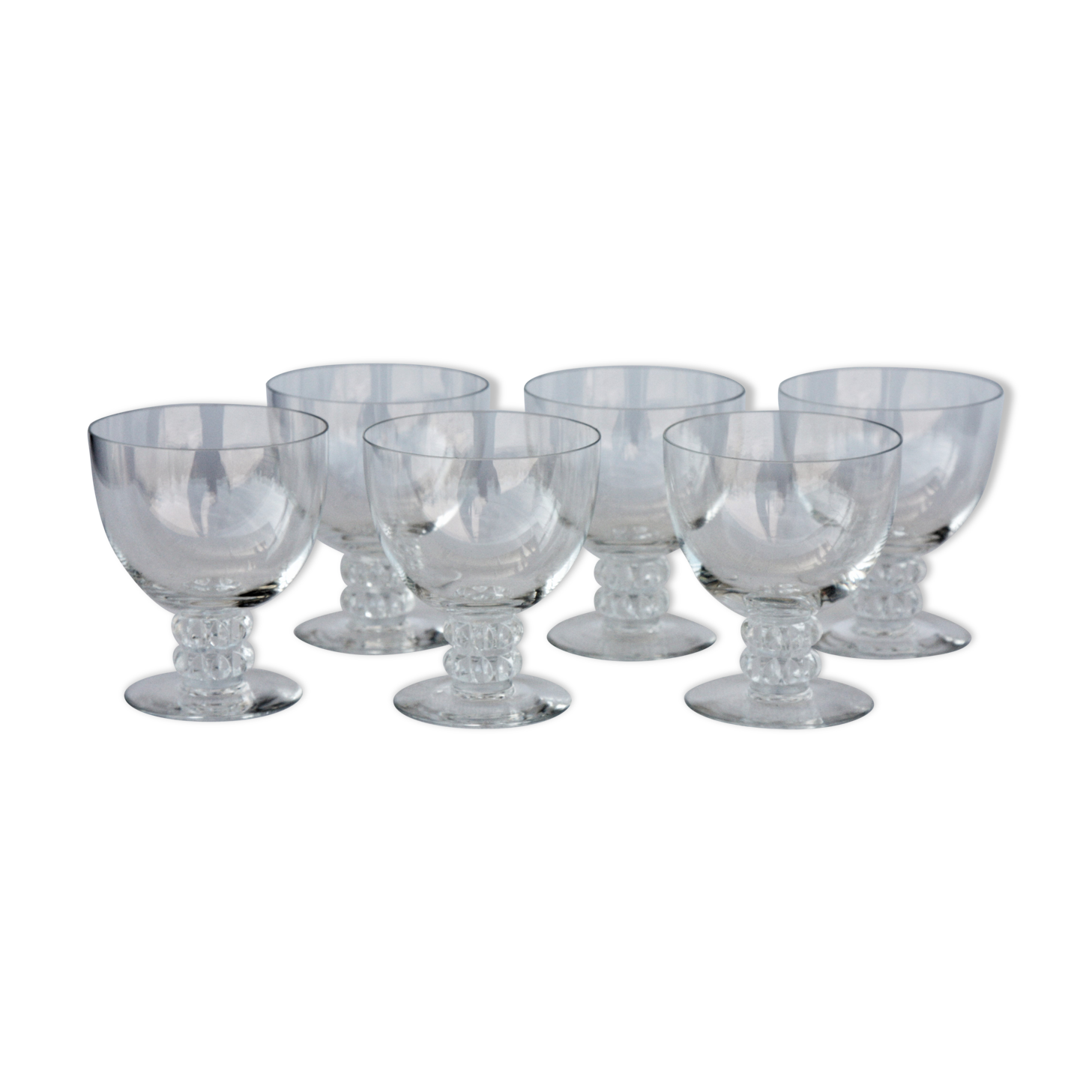 Series of 6 Lalique crystal wine glasses model Vougeot