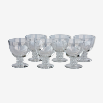 Série de 6 verres à vin en cristal de Lalique modèle Vougeot