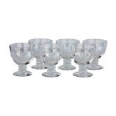 Series of 6 Lalique crystal wine glasses model Vougeot
