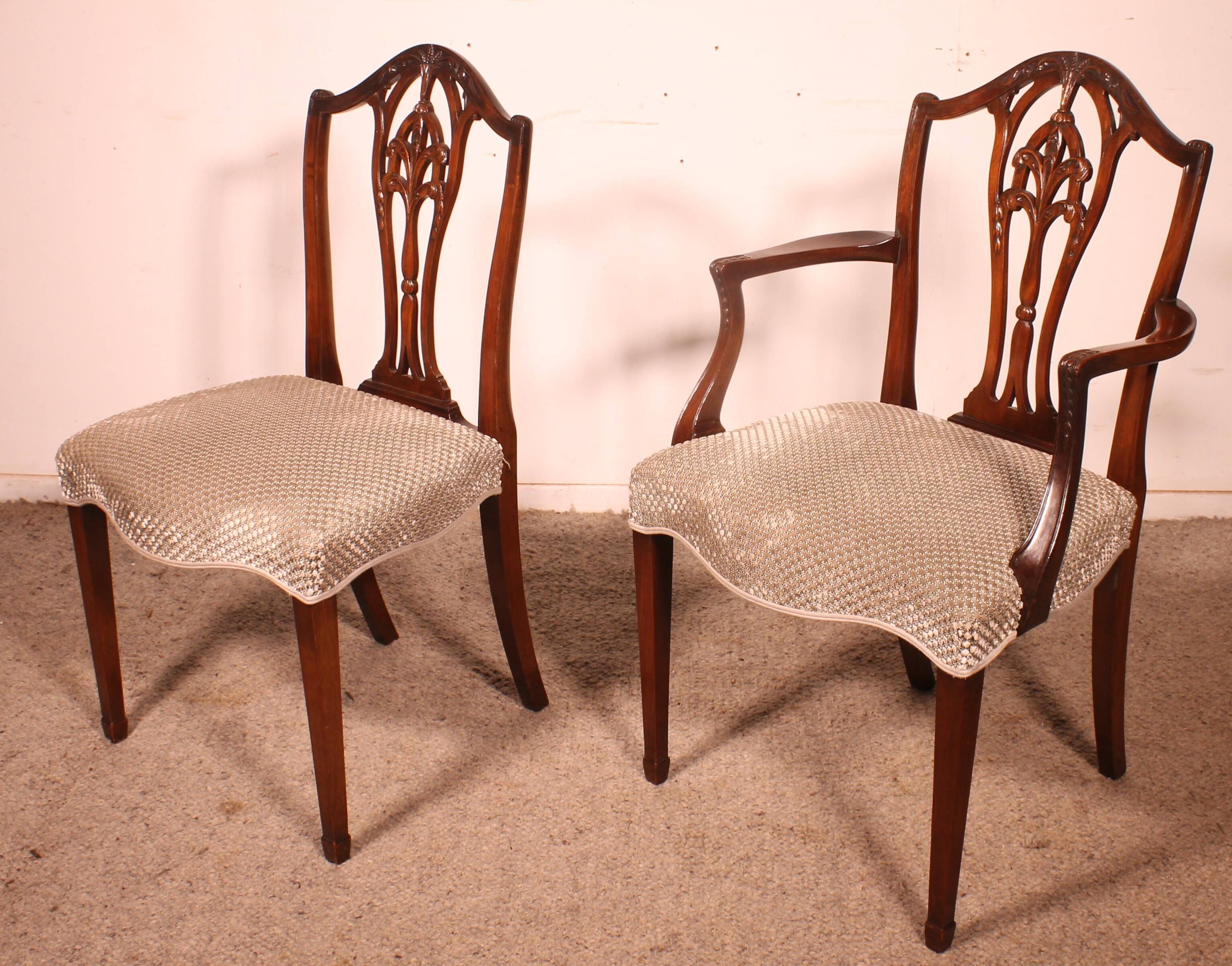 set of 6 chairs and two armchairs in mahogany from the 19th century