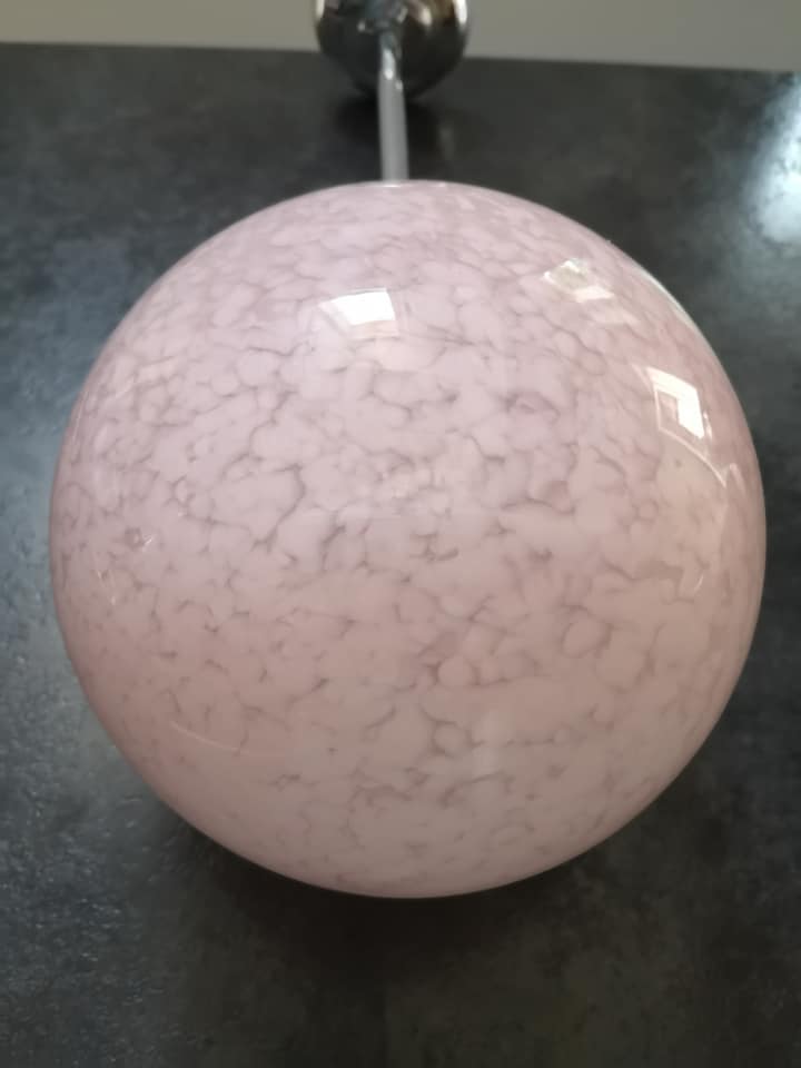 Ceiling lamp globe ball Art Deco opaline Clichy pink 1930