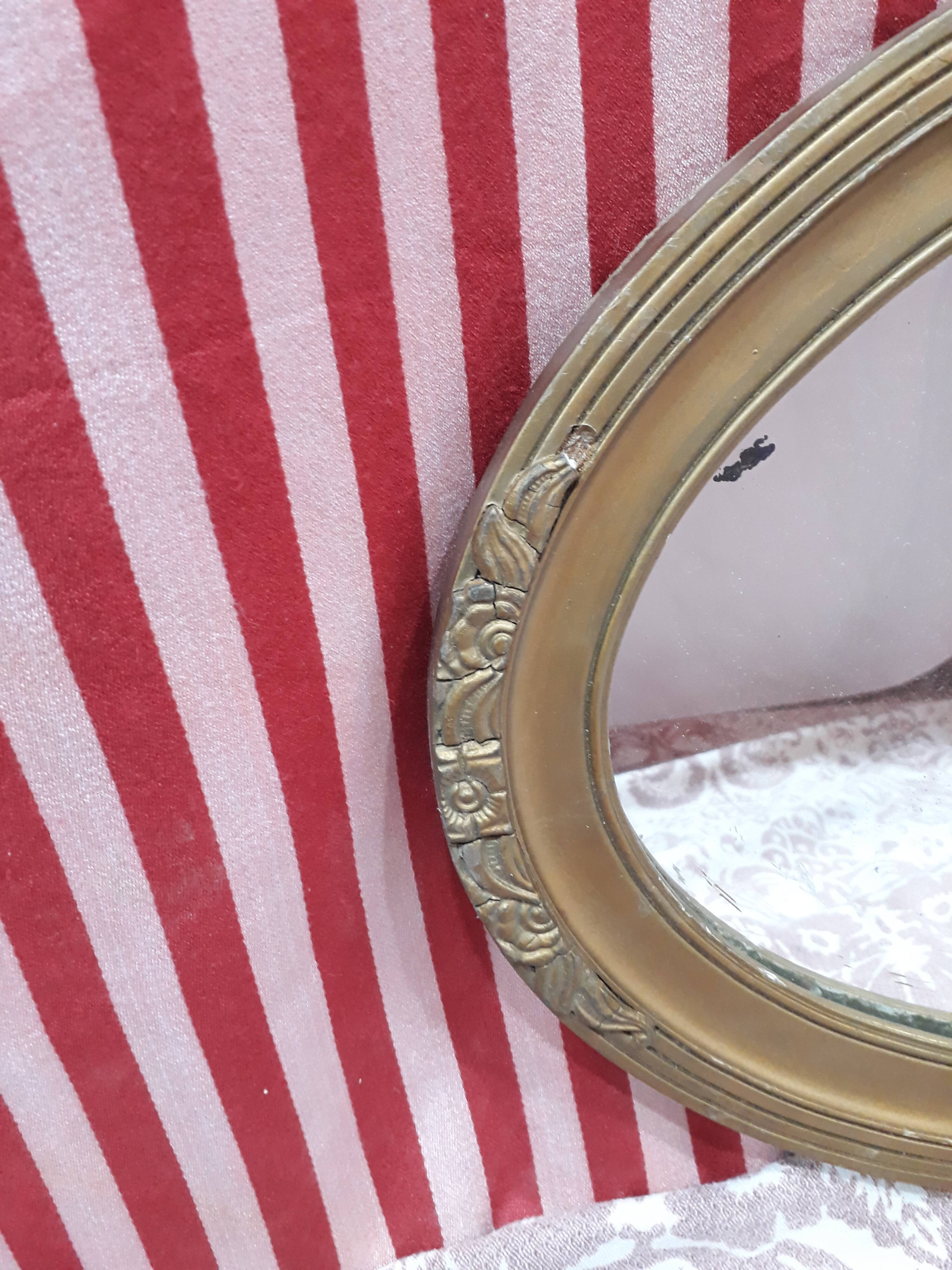 oval plaster mirror 55x34cm