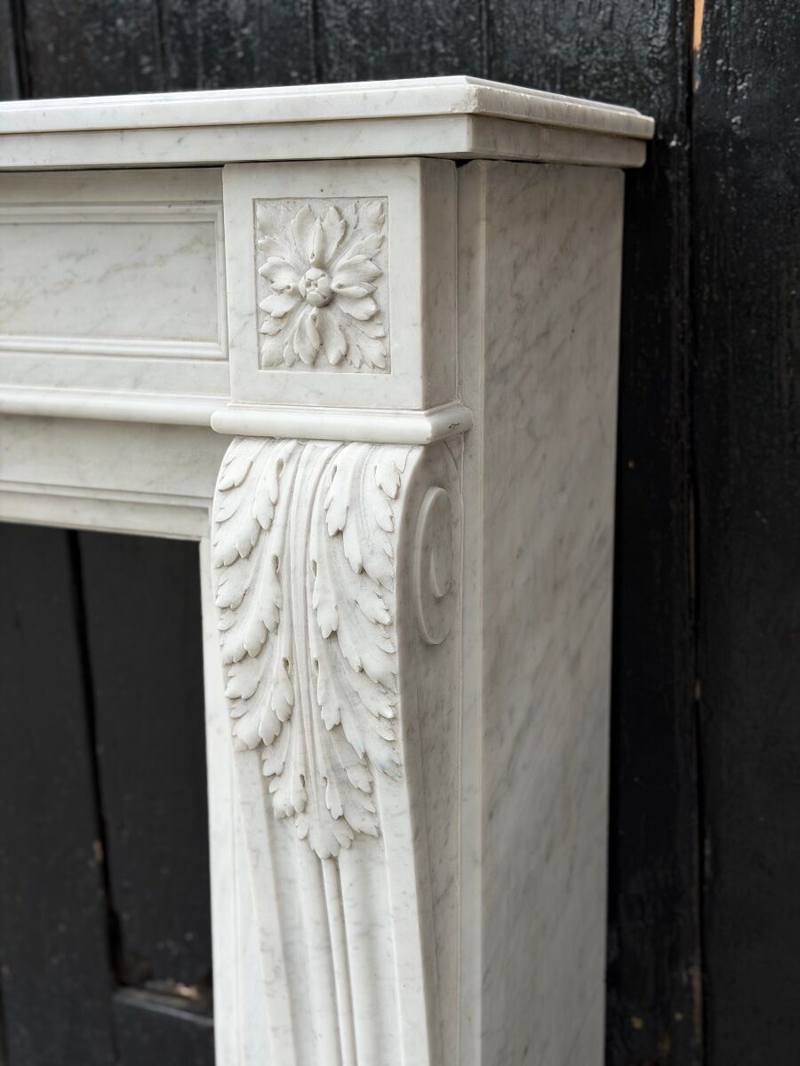 Louis XVI style Carrara marble fireplace circa 1880