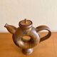 Glazed stoneware sculptural teapot signed