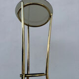 Golden tripod stand with smoked glass from the 1970s.