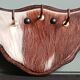 Wooden coat rack, nails & cowhide