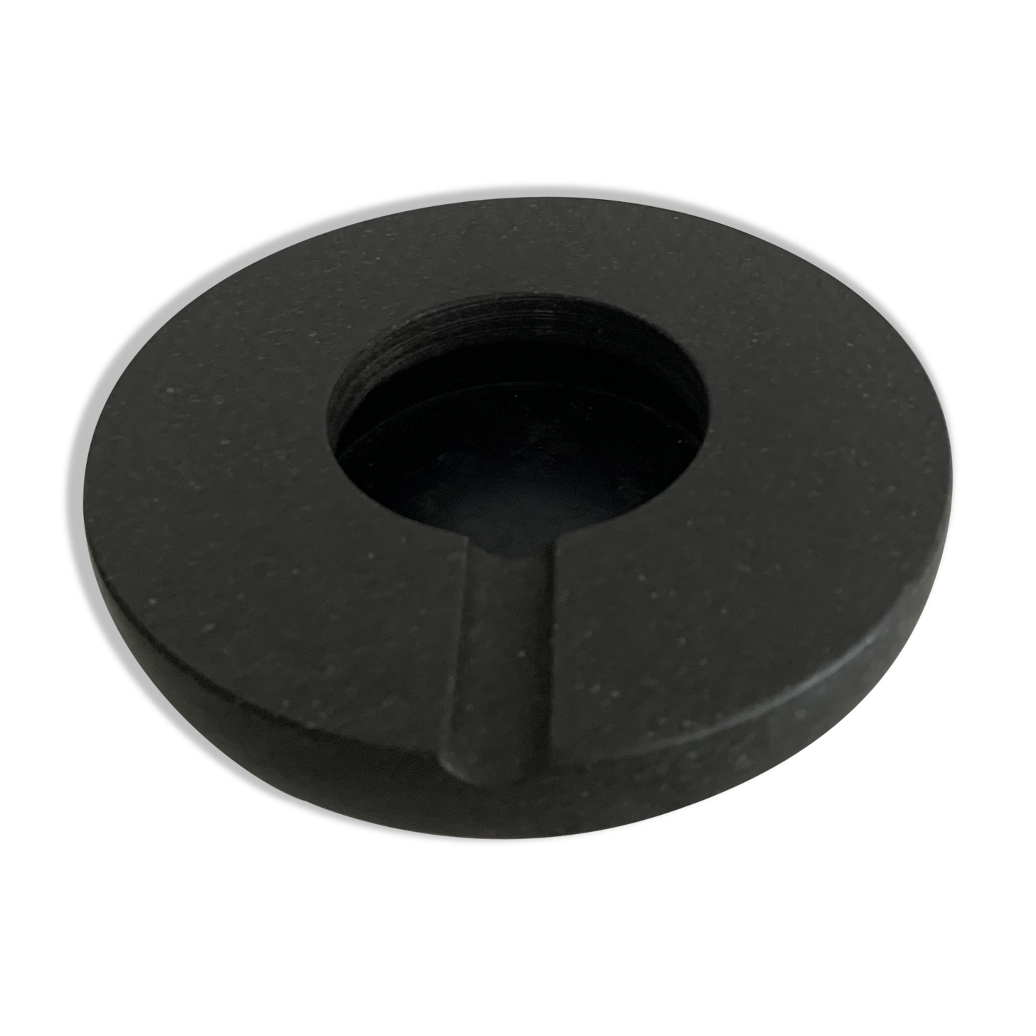 Grey-grey and black speckled marble round ashtray