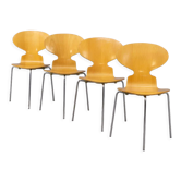 Arne Jacobsen plywood original ‘model 3100 Ant’ chair for Fritz Hansen set/4