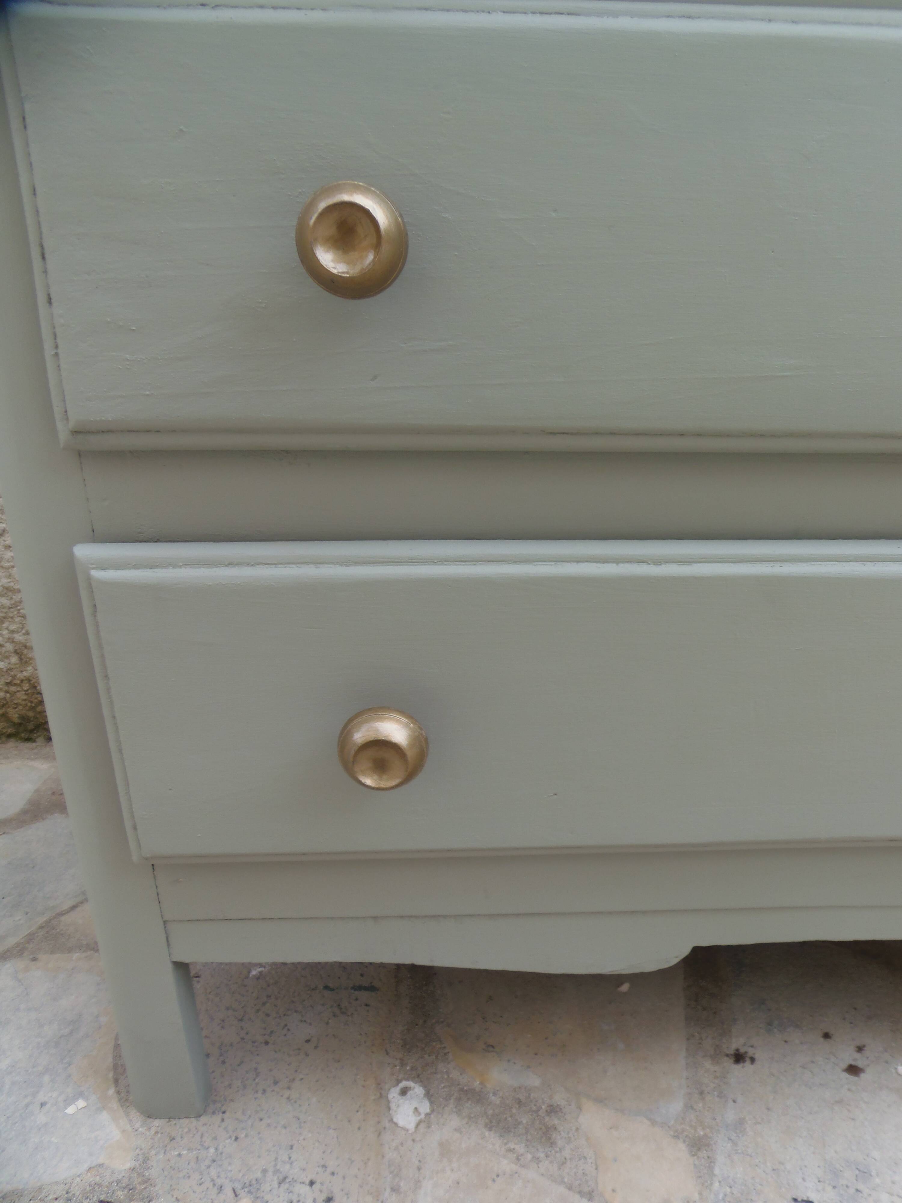 Vintage commode enhanced in grey-green.