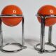 “Space Age” wall coat rack, two spherical coat hooks