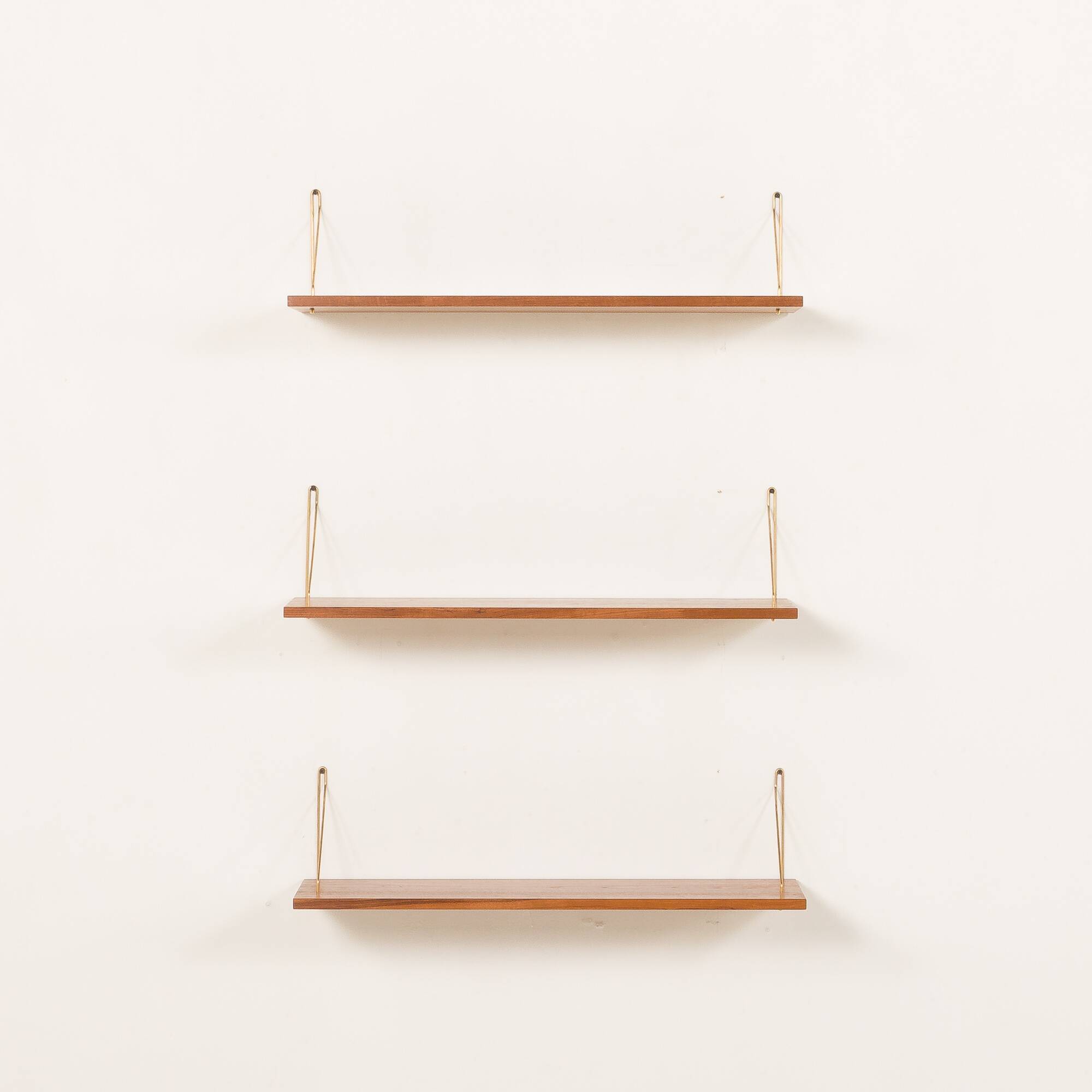 Danish mid-century floating shelves in teak, set of 3, 1960s