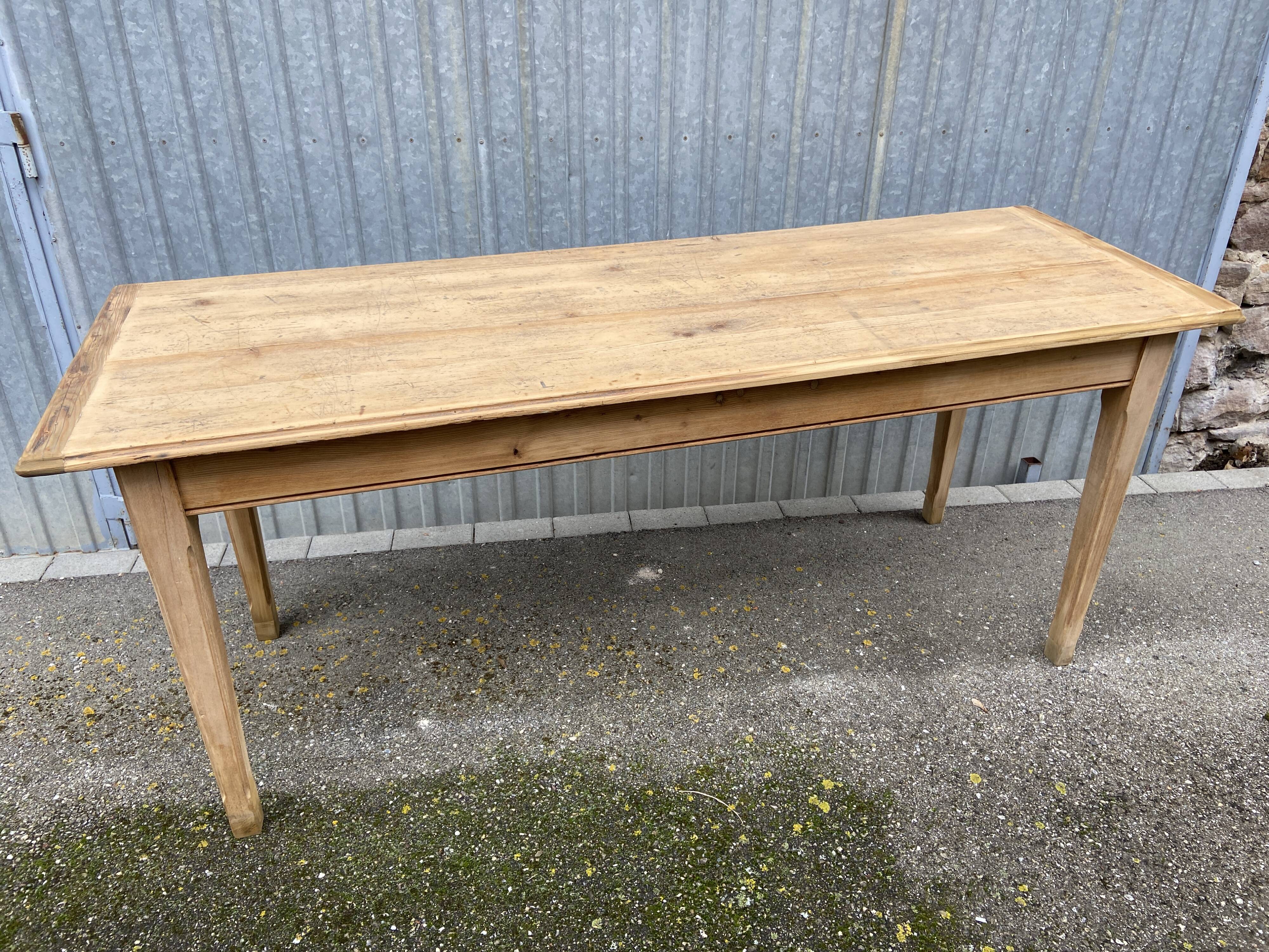 large farm table 185 cm in raw natural fir wood