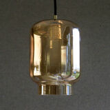Suspension ancienne en verre ambré translucide - livrée avec cable et ouille neuve - circa 1970