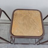 Series of 6 old workshop iron stools 1980