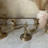 Pair of rocaille candlesticks in gilded bronze
