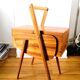Travailleuse pieds compas bois et formica design années 50 - 60